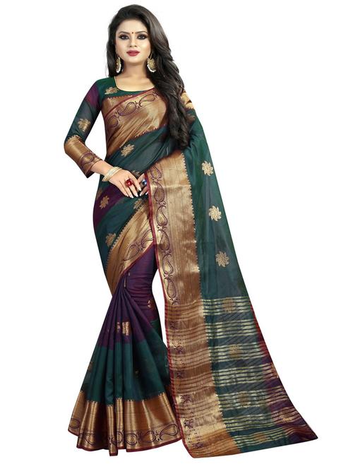self design banarasi saree with blouse - 19427749 - Very Small Image - 1