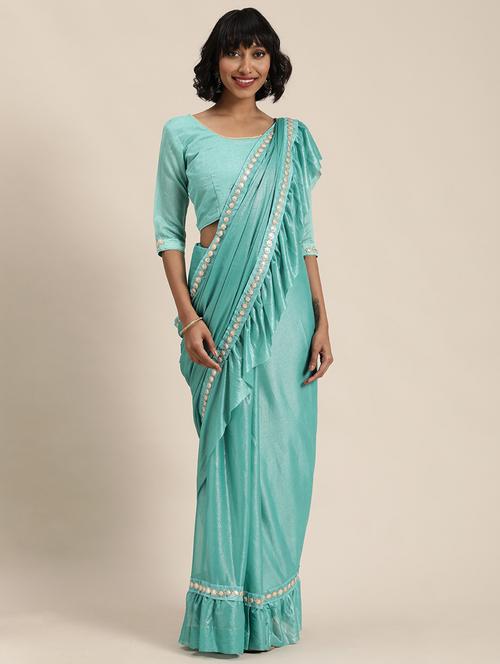 self design solid saree with blouse - 19429432 - Very Small Image - 1