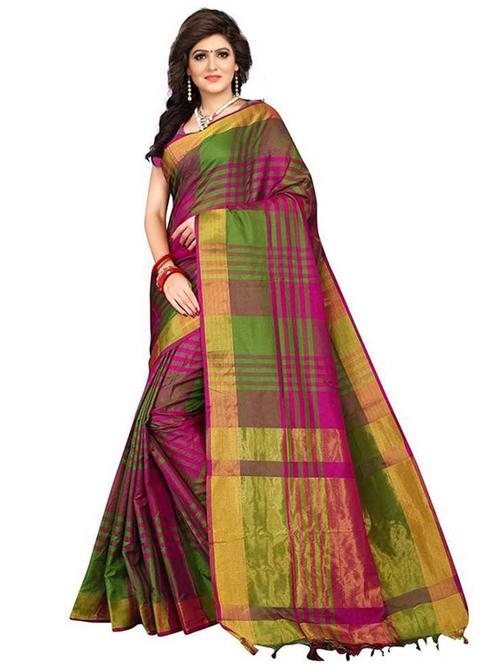 checkered printed saree - 19429443 - Very Small Image - 1