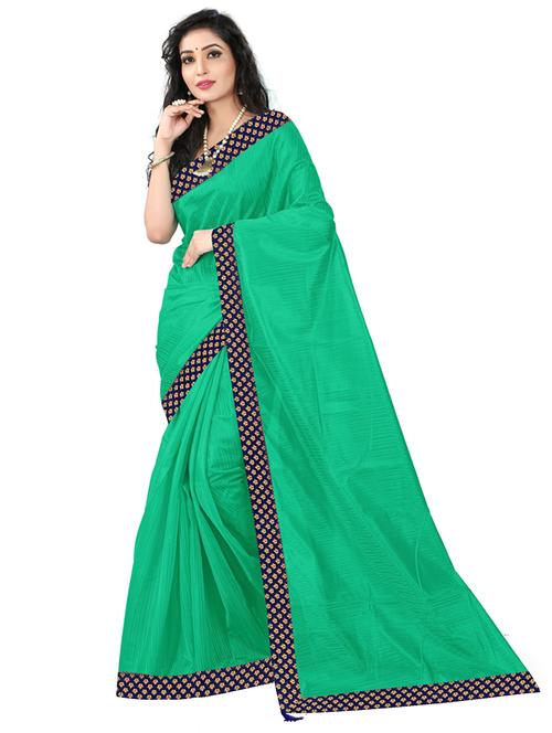 contrast bordered woven saree with blouse - 19429891 - Very Small Image - 1