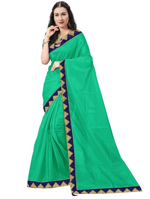 contrast bordered woven saree with blouse - 19429908 - Very Small Image - 1
