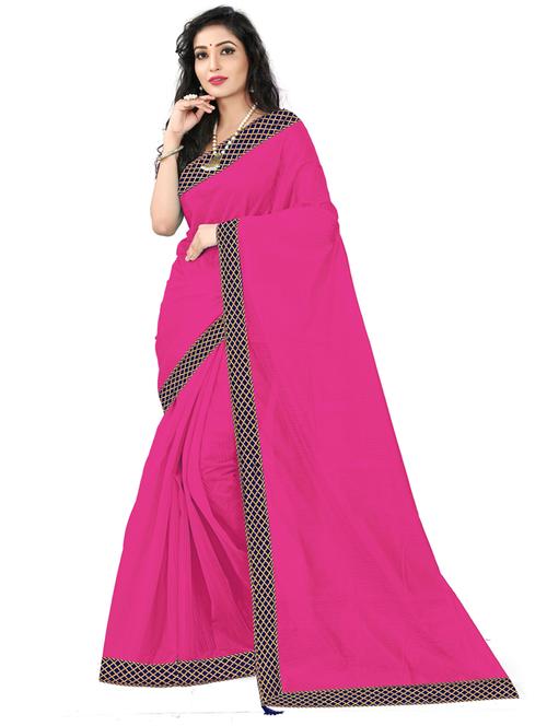 contrast border plain saree with blouse - 19429964 - Very Small Image - 1