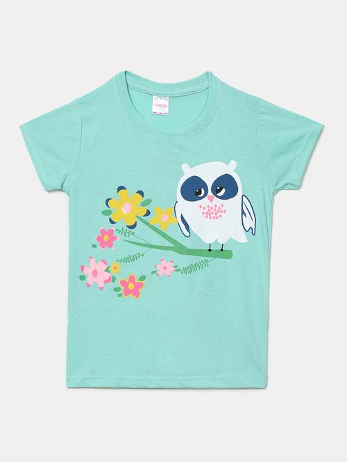 girls round neck front print t-shirt - 19430547 - Very Small Image - 1
