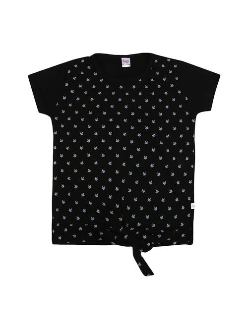 girls round neck front print t-shirt - 19430549 - Very Small Image - 1