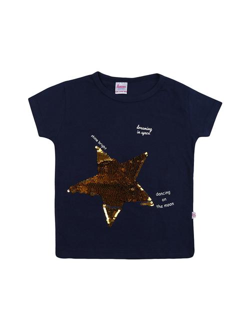 girls round neck front print t-shirt - 19430550 - Very Small Image - 1