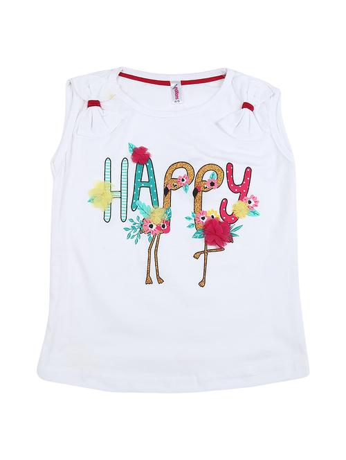 girls round neck front print t-shirt - 19430553 - Very Small Image - 1