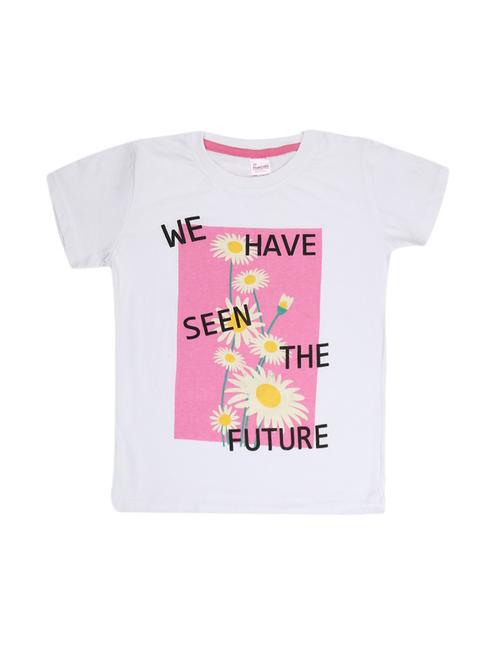girls round neck front print t-shirt - 19430568 - Very Small Image - 1