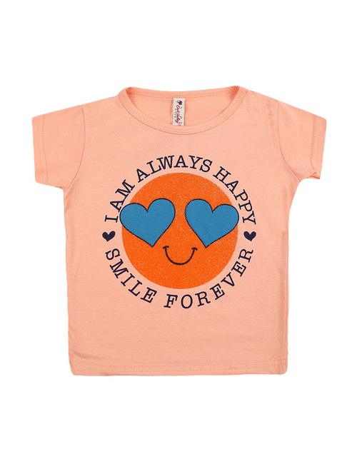 girls round neck front print t-shirt - 19430573 - Very Small Image - 1