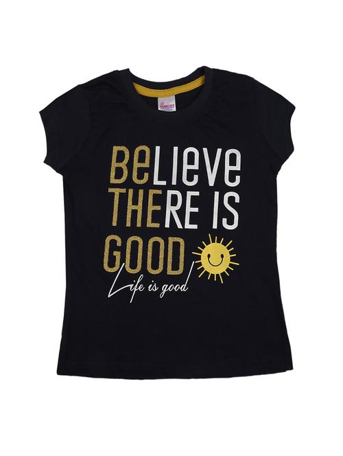 girls round neck front print t-shirt - 19430643 - Very Small Image - 1