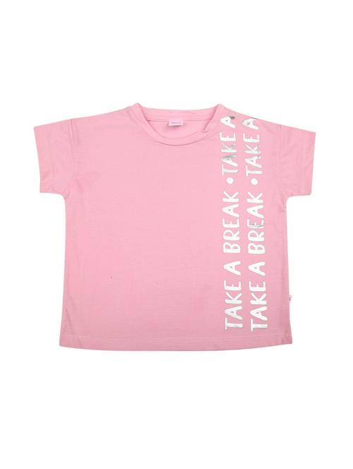 girls round neck front print t-shirt - 19430653 - Very Small Image - 1