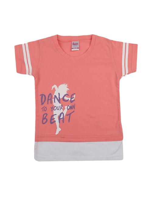 girls round neck front print t-shirt - 19430663 - Very Small Image - 1