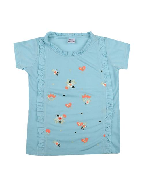 girls round neck front print t-shirt - 19430670 - Very Small Image - 1