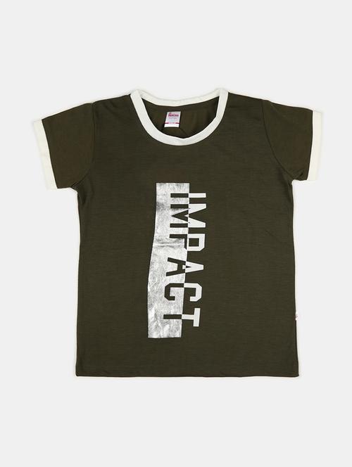 girls round neck front print t-shirt - 19430671 - Very Small Image - 1