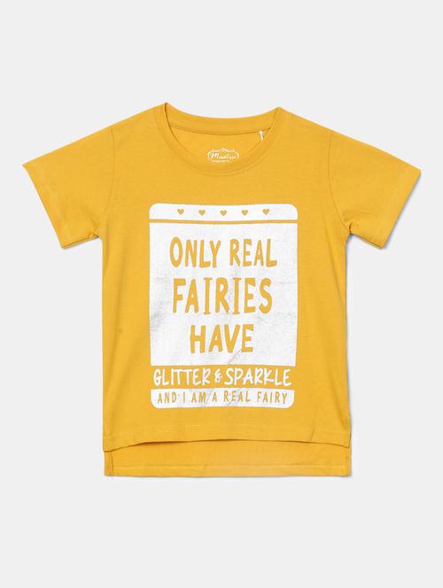 girls round neck front print t-shirt - 19430680 - Very Small Image - 1