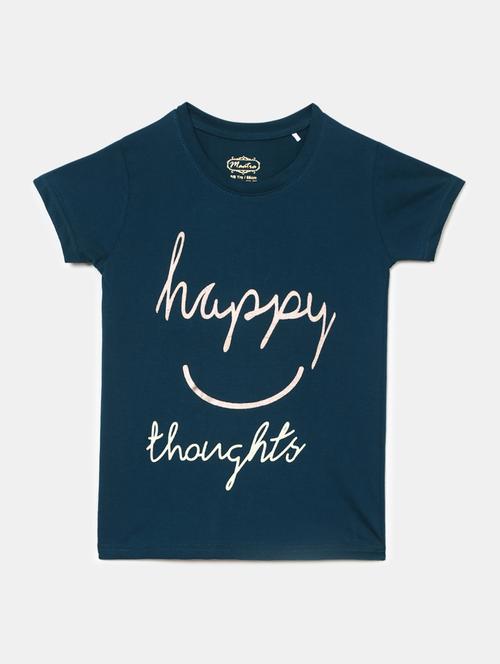 girls round neck front print t-shirt - 19430683 - Very Small Image - 1