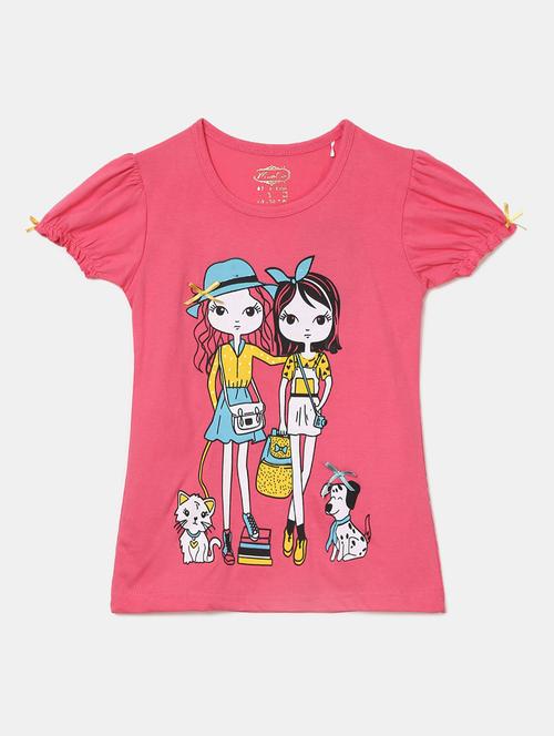 girls round neck printed regular tee - 19430723 - Very Small Image - 1