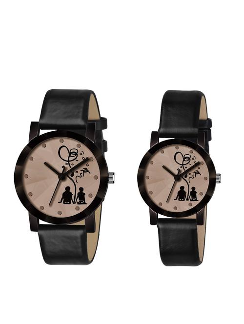 white bethu couple dial black strap watch for couple - 19431155 - Very Small Image - 1