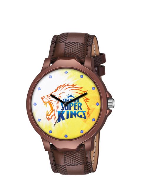 csk chennai super kings brown stylish trending cricket lovers analog watch - 19431174 - Very Small Image - 1