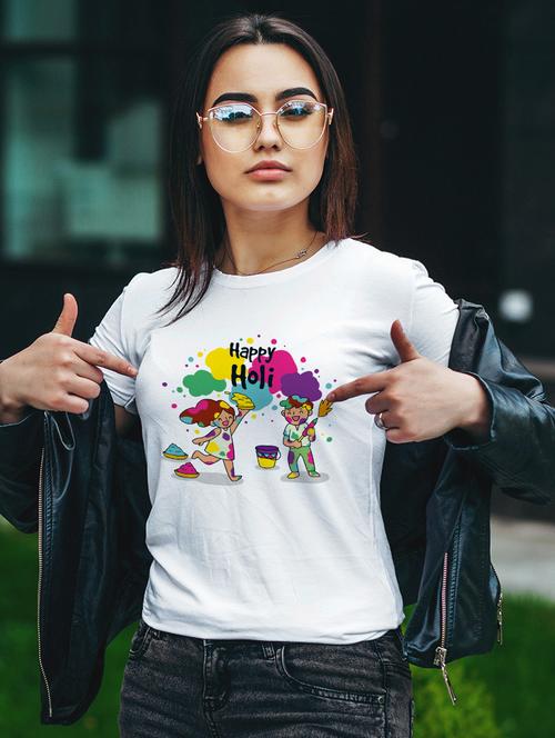 happy holi printed regular tee - 19431410 - Very Small Image - 1