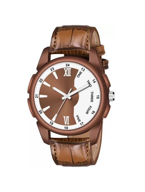white&brown half dial brown leather strap for men - 19431484 - Very Small Image - 1