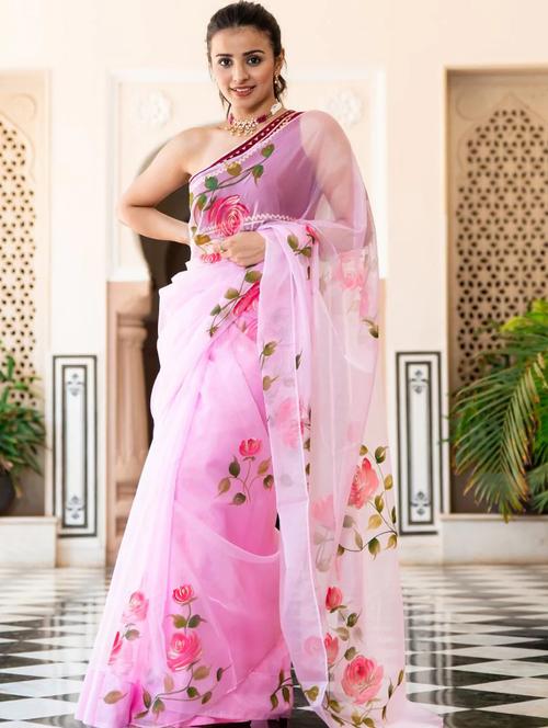 self design printed saree with blouse - 19431680 - Very Small Image - 1