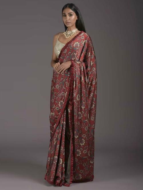 self design printed saree with blouse - 19431684 - Very Small Image - 1