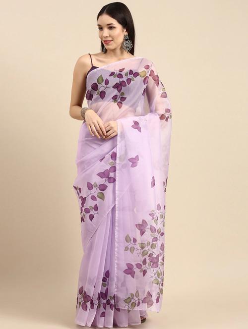 self design printed saree with blouse - 19431696 - Very Small Image - 1