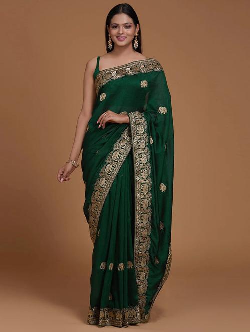 self design embroidered saree with blouse - 19431746 - Very Small Image - 1