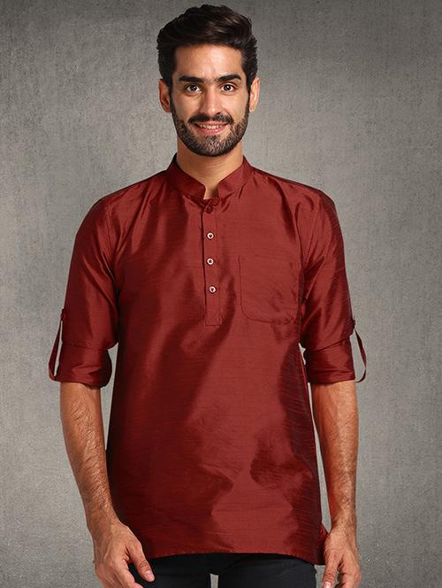 solids cotton short kurta - 19432001 - Very Small Image - 1