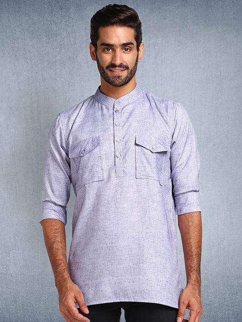 solids cotton short kurta - 19432006 - Very Small Image - 1