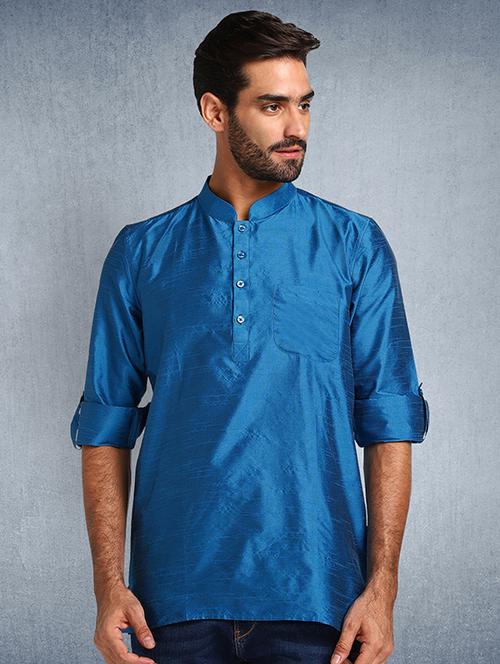 solids cotton short kurta - 19432013 - Very Small Image - 1