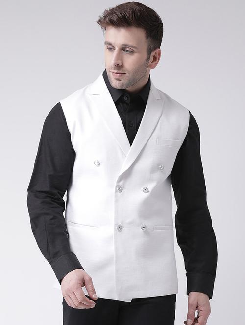 white solid waist coat - 19432370 - Very Small Image - 1
