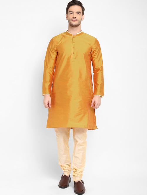 yellow solid kurta pyjama set - 19432420 - Very Small Image - 1