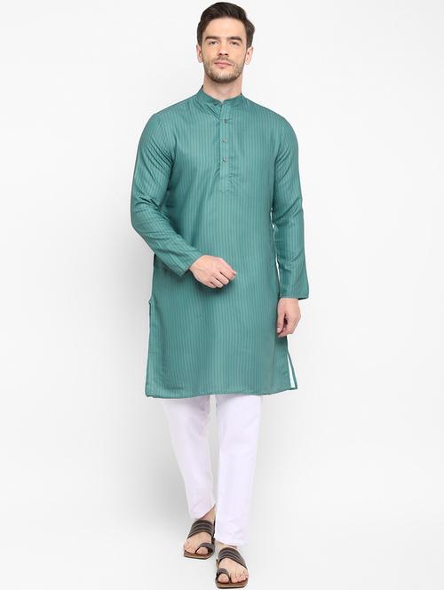 green striped kurta pyjama set - 19432489 - Very Small Image - 1