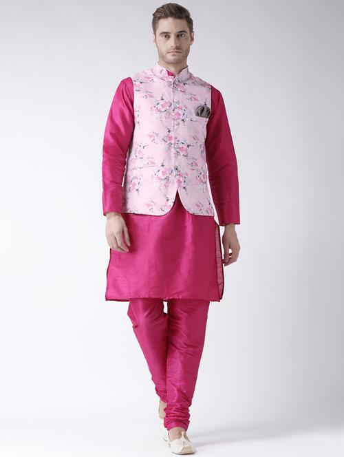 printed kurta pyjama with nehru jacket - 19432653 - Very Small Image - 1