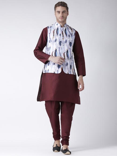 printed kurta pyjama with nehru jacket - 19432654 - Very Small Image - 1