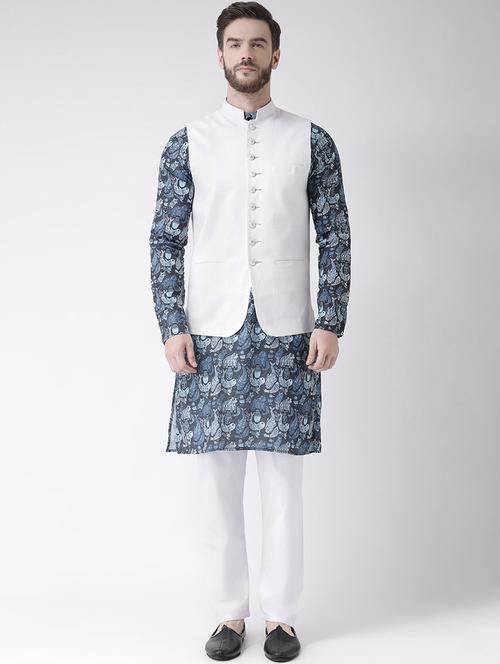 printed kurta pyjama with nehru jacket - 19432677 - Very Small Image - 1