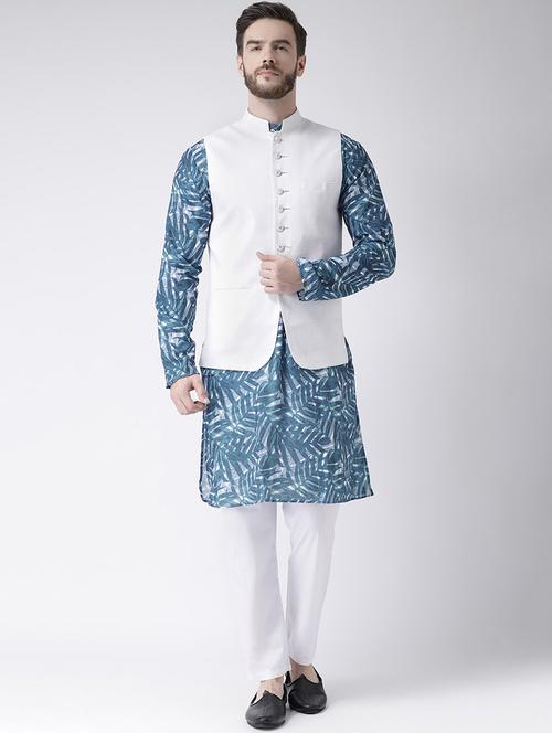 printed kurta pyjama with nehru jacket - 19432679 - Very Small Image - 1