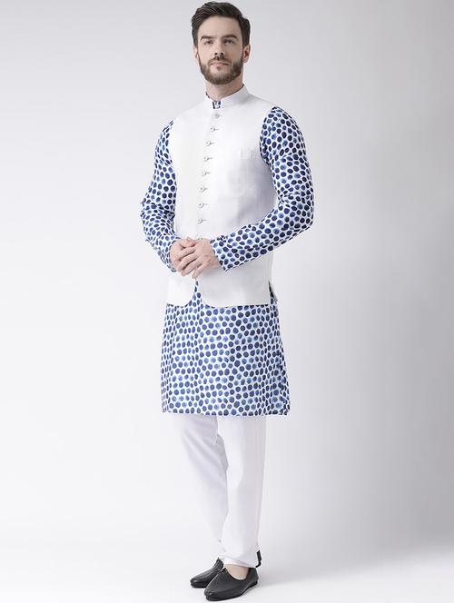 printed kurta pyjama with nehru jacket - 19432687 - Very Small Image - 1
