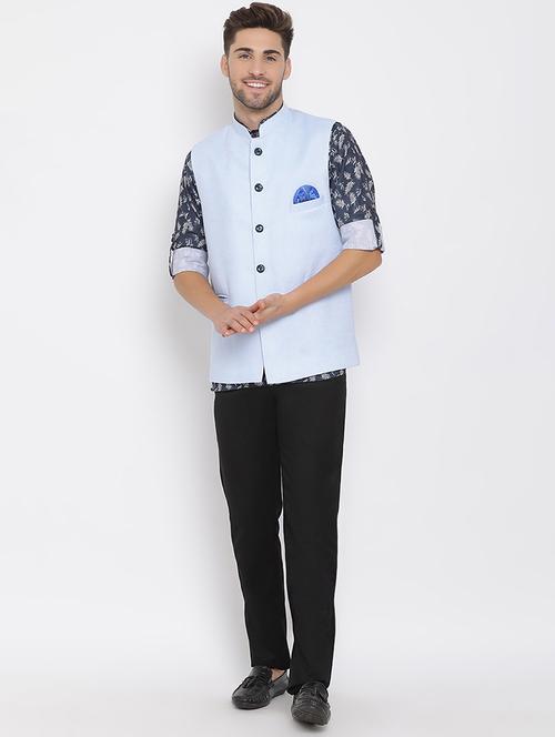 printed kurta with trousers & jacket ethnic set - 19432759 - Very Small Image - 1