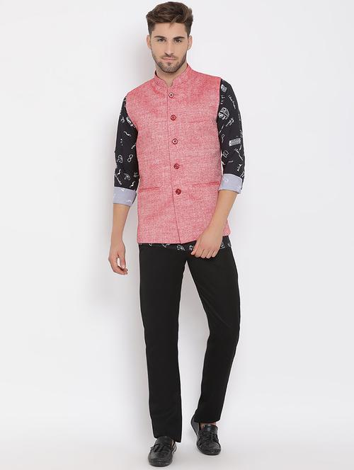 printed kurta with trousers & jacket ethnic set - 19432760 - Very Small Image - 1