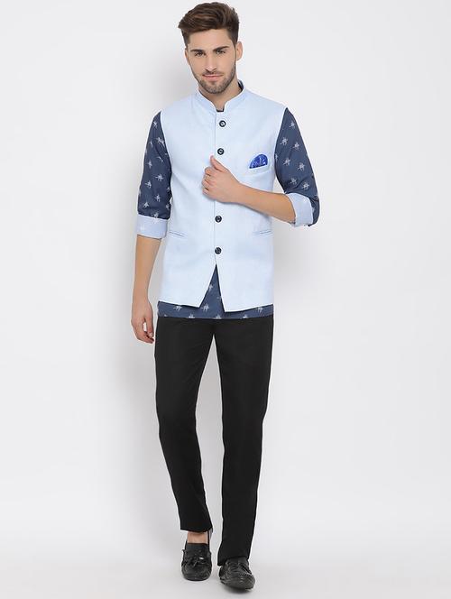 printed kurta with trousers & jacket ethnic set - 19432765 - Very Small Image - 1