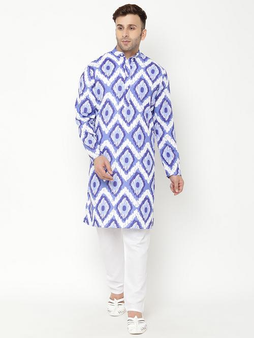 light blue printed kurta pyjama set - 19432821 - Very Small Image - 1