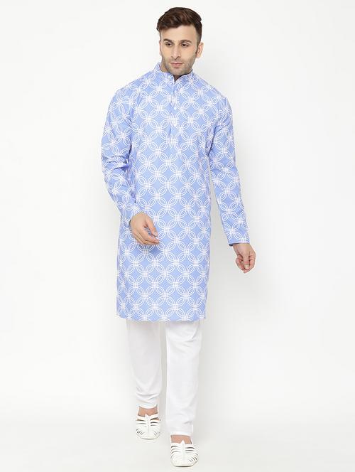 light blue printed kurta pyjama set - 19432825 - Very Small Image - 1