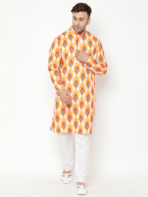 yellow printed kurta pyjama set - 19432842 - Very Small Image - 1
