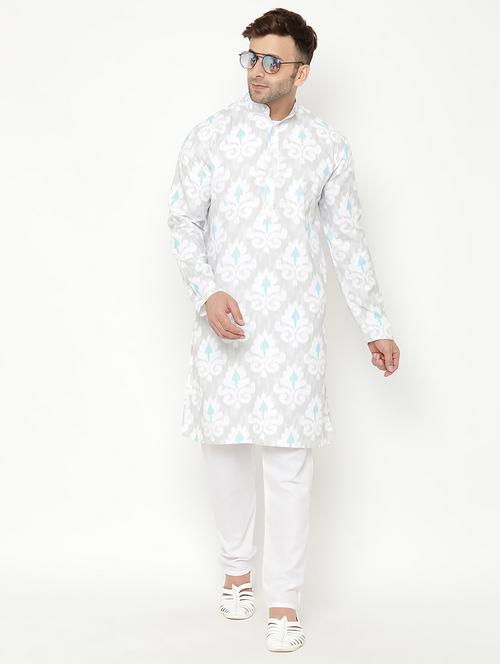 grey printed kurta pyjama set - 19432852 - Very Small Image - 1