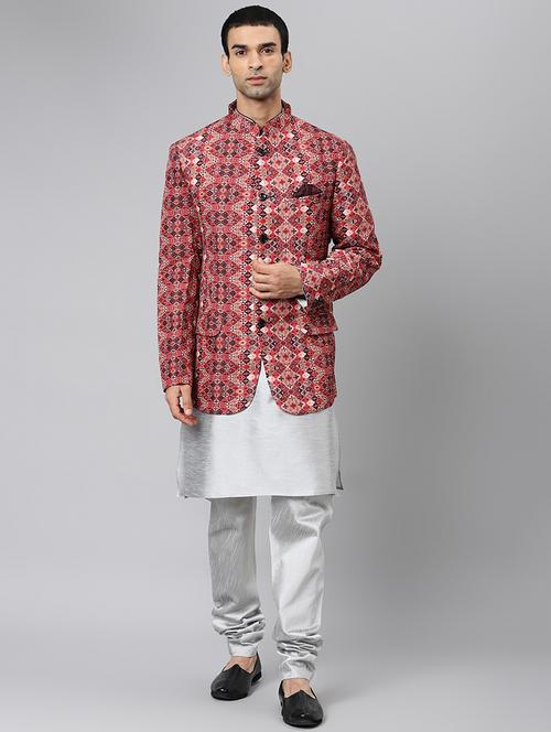 grey printed sherwani set - 19432955 - Very Small Image - 1