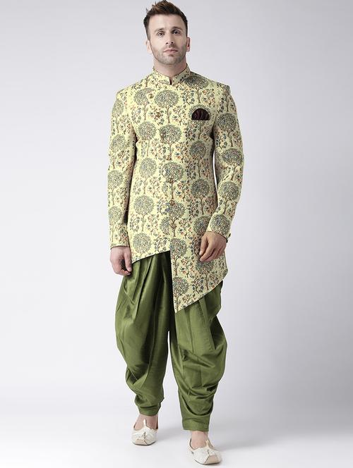green floral print sherwani set - 19432967 - Very Small Image - 1