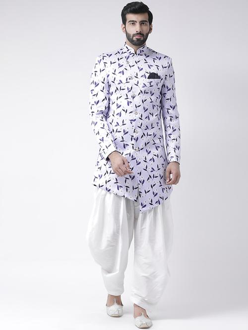 light blue printed sherwani set - 19433012 - Very Small Image - 1