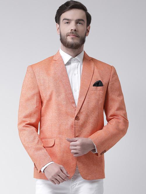 orange solid casual blazer - 19433131 - Very Small Image - 1